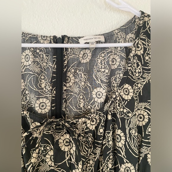 Rebecca Taylor women's Hunter Green/Cream monarch Fleur Poplin Jumpsuit size 10 - Picture 5 of 9